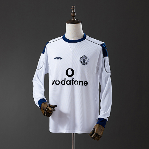 M-U 00/01 Visitante Manga longa Retrô Camisa S-XXL