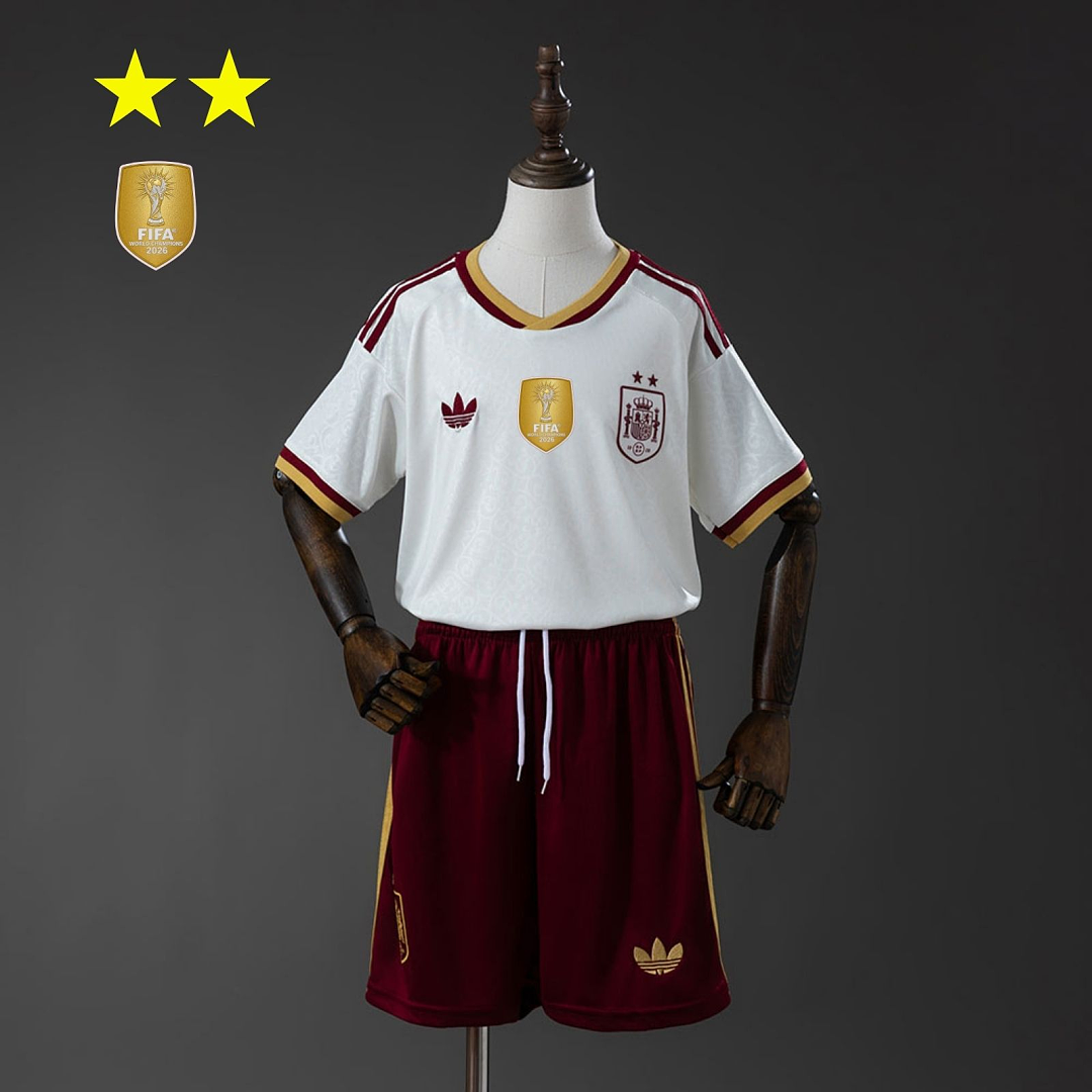 Spain 2026 Visitante 2-Star Champion Edition Kit infantil Tamanho 16-28, foto 1