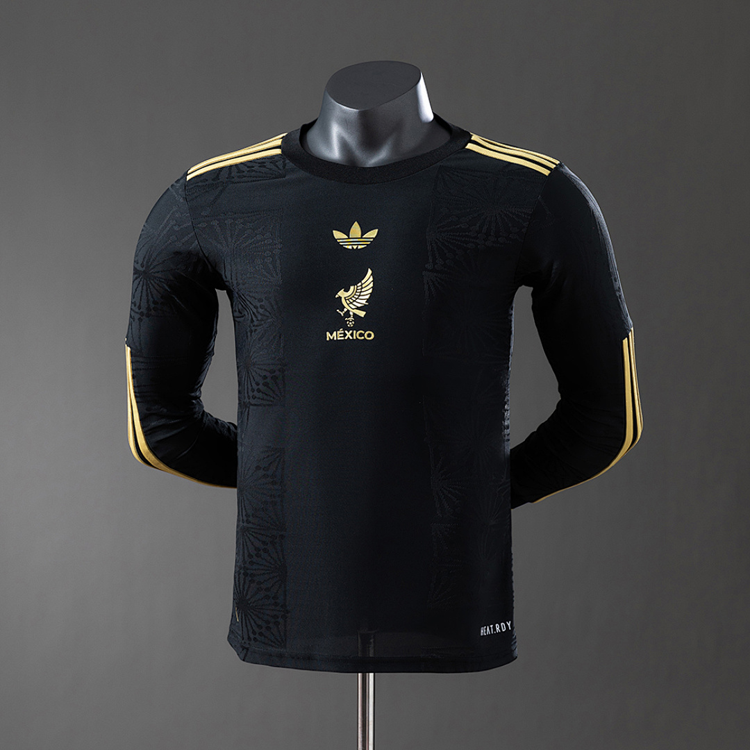 Mexico 25/26 Edição especial Black Manga longa Versão jogador Camisa S-4XL, foto 1