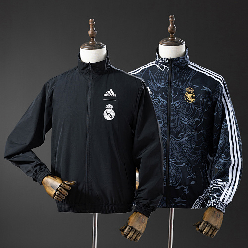 Real Madrid Reversible Jacket Windbreaker - Black&Black Dragon S-XXL