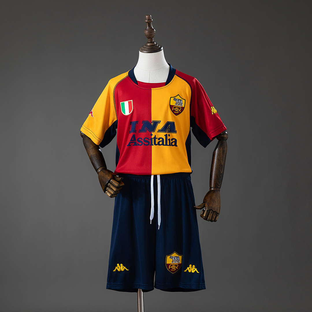 Roma 00/01 Champion Edition Retrô Kit infantil Tamanho 16-28, foto 1