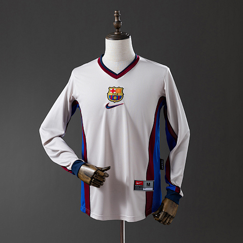 Barcelona 98/99 Visitante Manga longa Retrô Camisa S-XXL