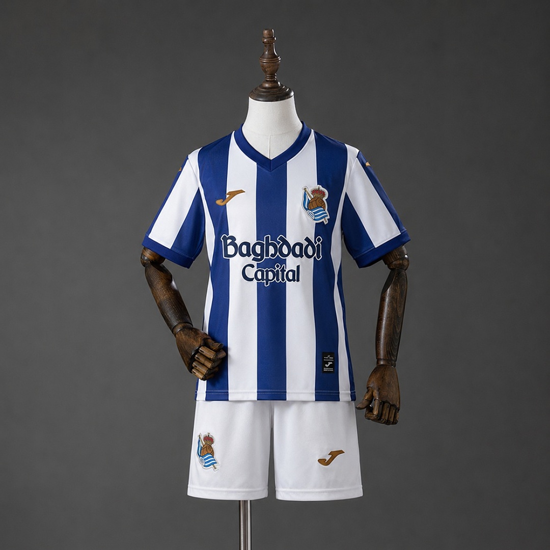 Real Sociedad 26/27 Titular Kids Kit Tamanho 16-28, foto 1