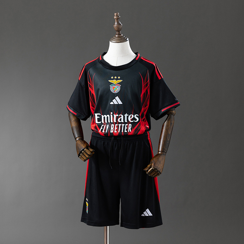 Benfica 25/26 Kids Kit Black Training Camisa Tamanho:16-28