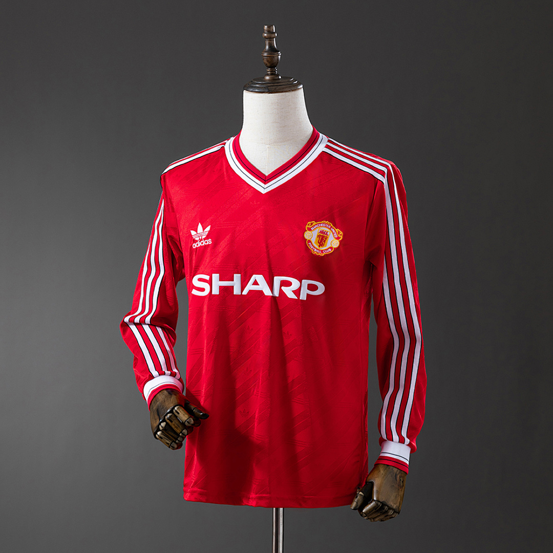 M-U 1986/88 Second Visitante Manga longa Retrô Camisa S-XXL, foto 1
