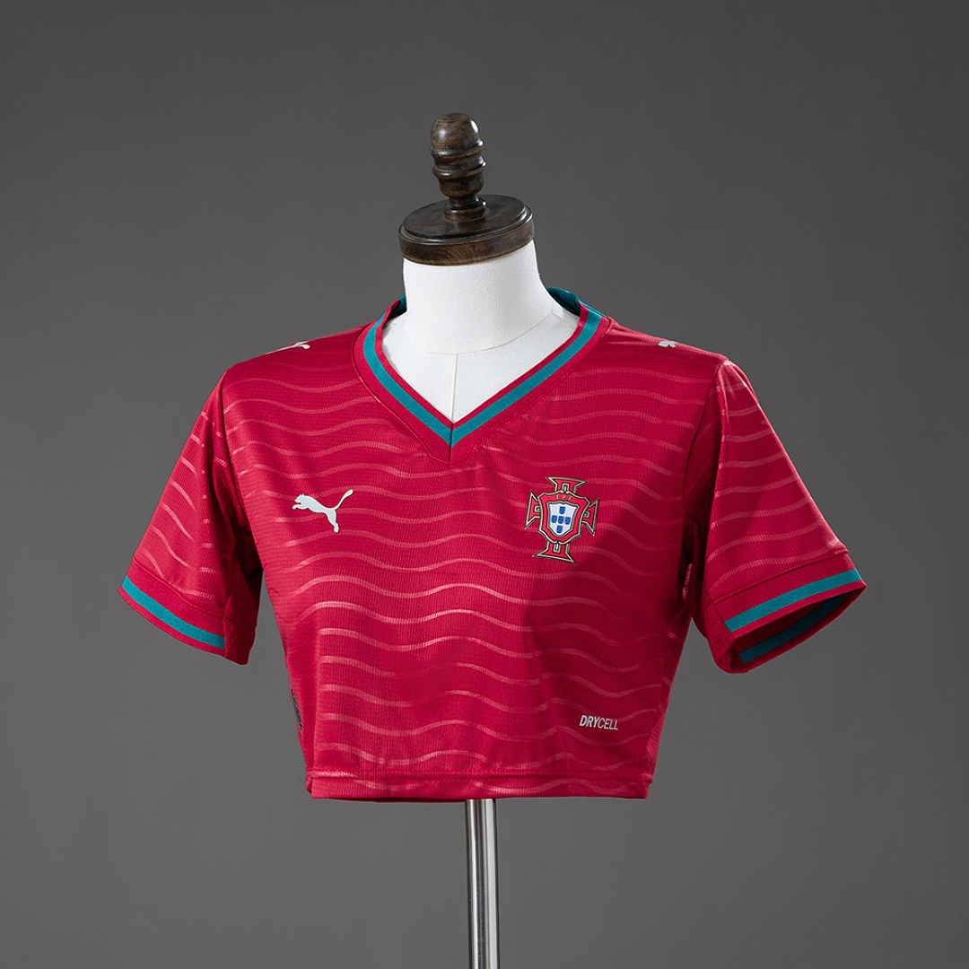 Portugal 2026 Titular Feminina Crop Top Style Camisa S-XXL, foto 1