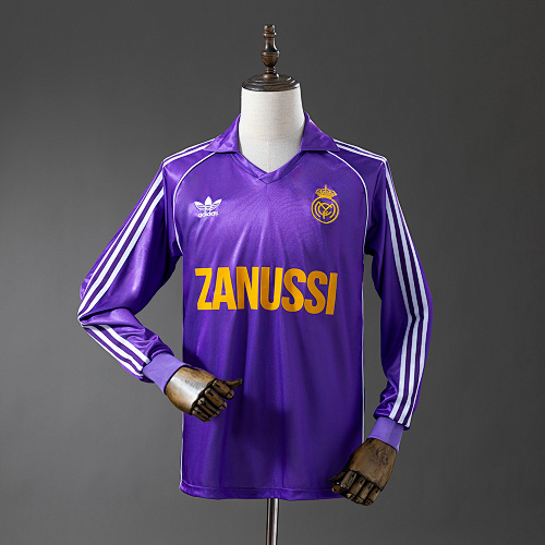 Real Madrid 84/85 Visitante Manga longa Retrô Camisa S-XXL