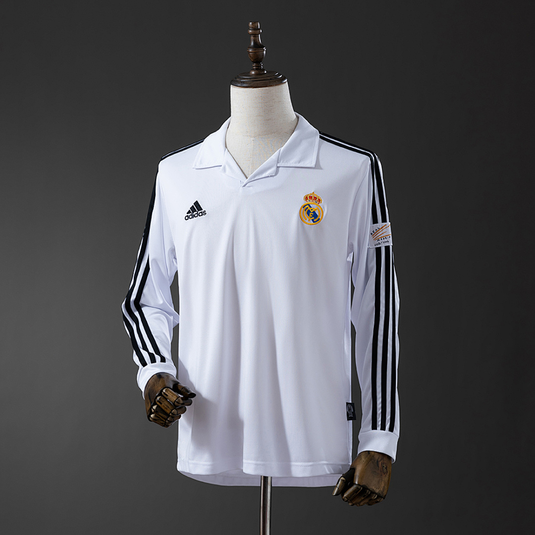Real Madrid 2002/03 Titular (UEFA Champions League) Manga longa Retrô Camisa S-XXL, foto 1