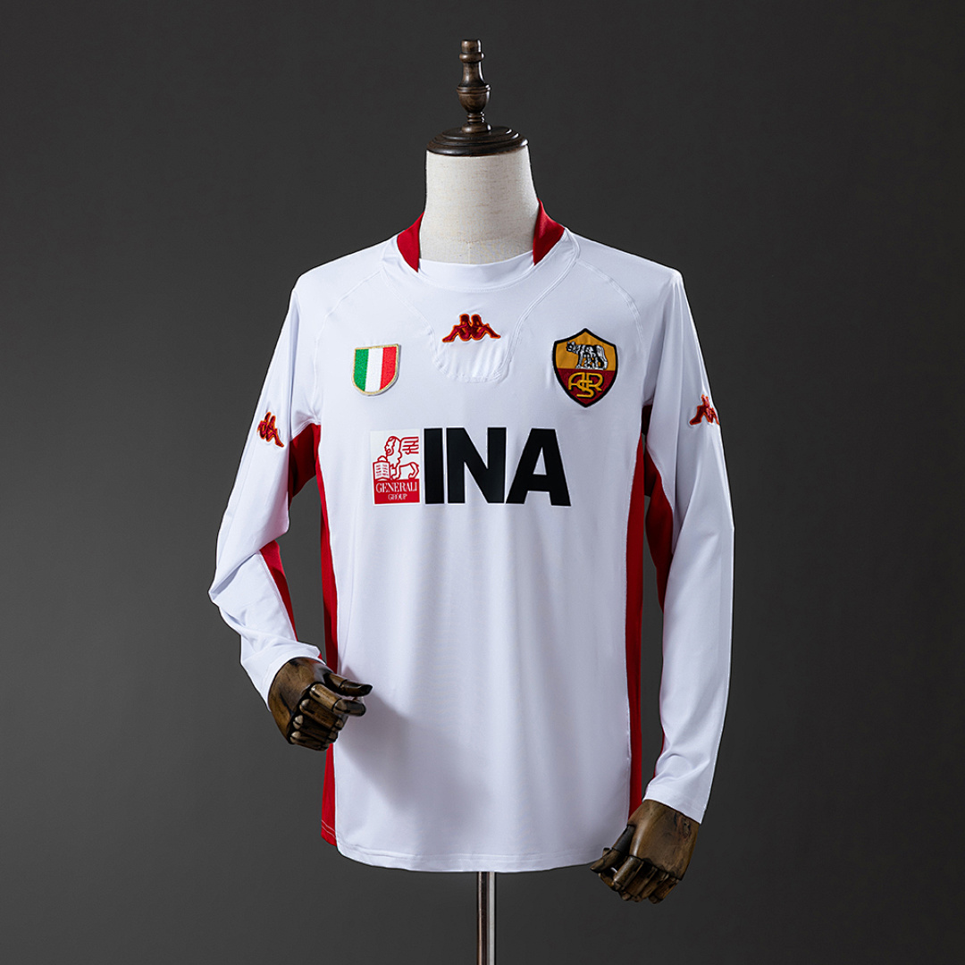 Roma 2001/02 Visitante Manga longa Retrô Camisa S-XXL, foto 1
