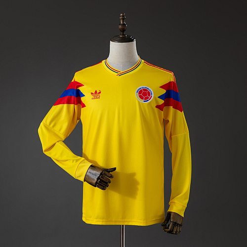 Colombia 1990 Originals Retrô Titular Manga longa Camisa S-XXL
