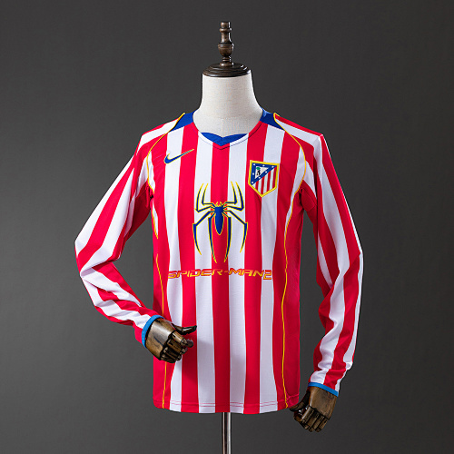 Atletico Madrid 04/05 Titular Manga longa Retrô Camisa S-XXL