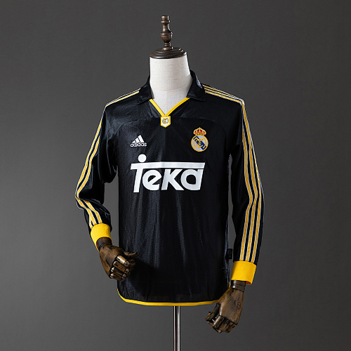 Real Madrid 98/00 Visitante Manga longa Retrô Camisa S-XXL