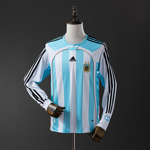 Argentina 2006 Titular Manga longa Retrô Camisa S-XXL