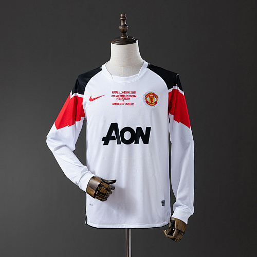 M-U 10/11 Visitante Manga longa Retrô Camisa S-XXL