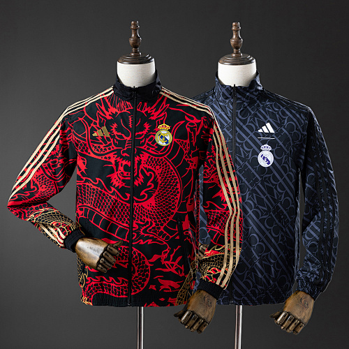 Real Madrid Reversible Jacket Windbreaker - Red & Heiss S-XXL
