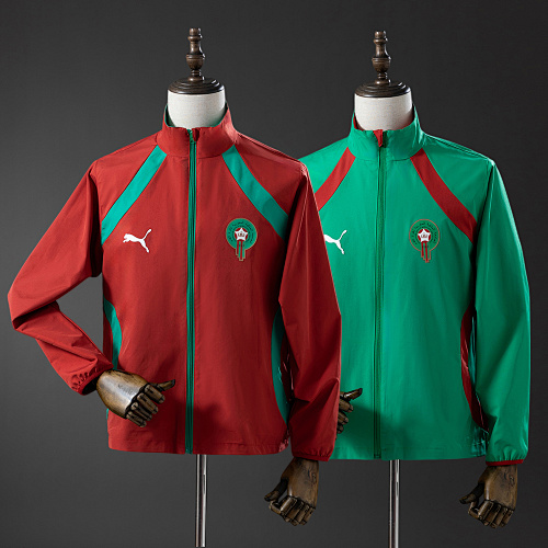 Morocco 2026 Reversible Jacket Windbreaker - Red & Green S-3XL