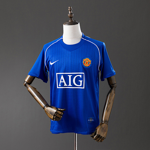 M-U 07/08 Goleiro Blue Retrô Camisa S-XXL