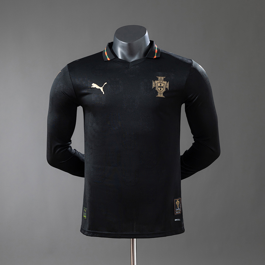 Portugal 2026 Edição especial - Black Panther Manga longa Versão jogador Jerseys S-4XL, foto 1