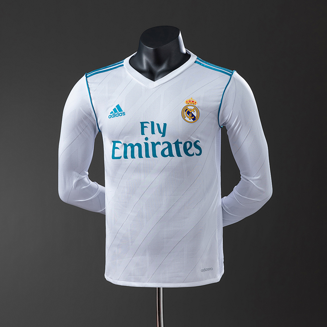 Real Madrid 17/18 Titular Manga longa Versão jogador Retrô Camisa S-3XL, foto 1
