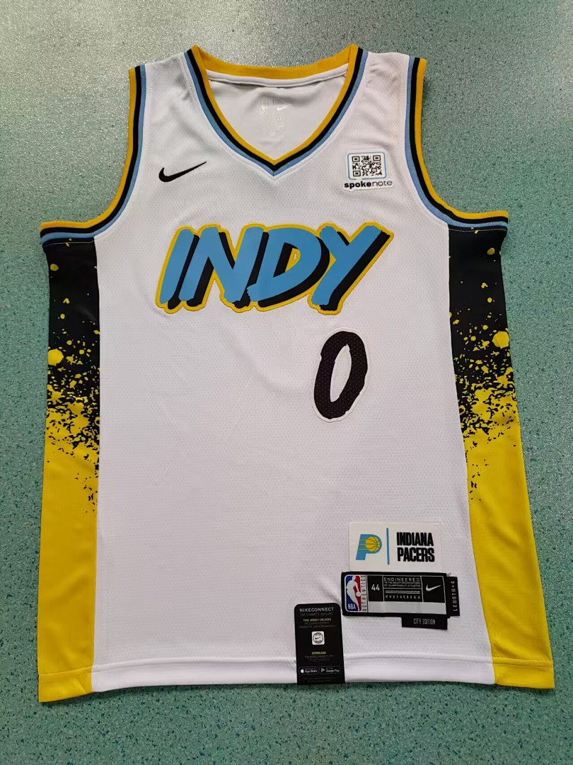 Indiana Pacers Nova Temporada City Edition #0 Tyrese Haliburton Camisa, foto 2