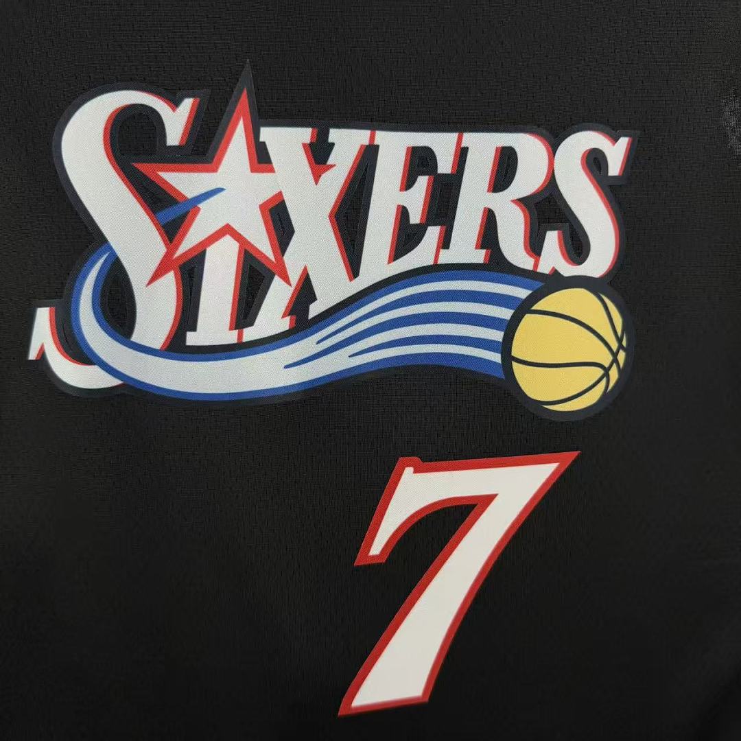 Philadelphia 76ers 25/26 Retrô #7 Jaylen Brown Camisa Preta, foto 6