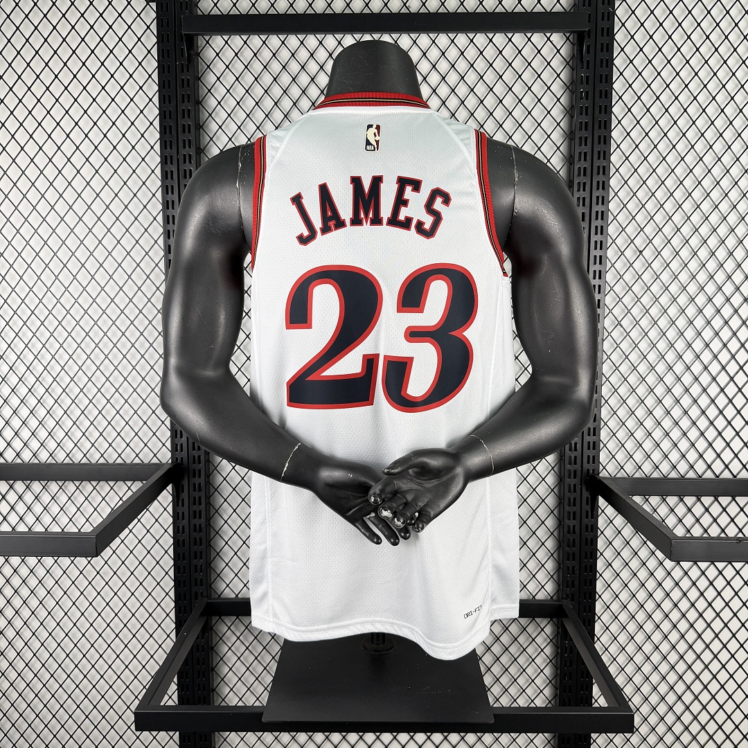 Philadelphia 76ers 25/26 Retrô #23 LeBron James Camisa Branca, foto 7