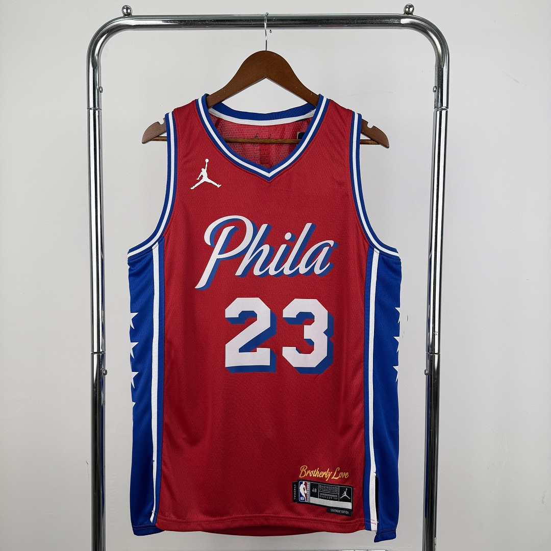 Philadelphia 76ers 22/23 Swingman #23 LeBron James Camisa Vermelha, foto 10
