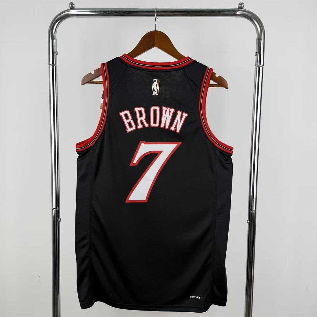 Philadelphia 76ers 25/26 Retrô #7 Jaylen Brown Camisa Preta, foto 8