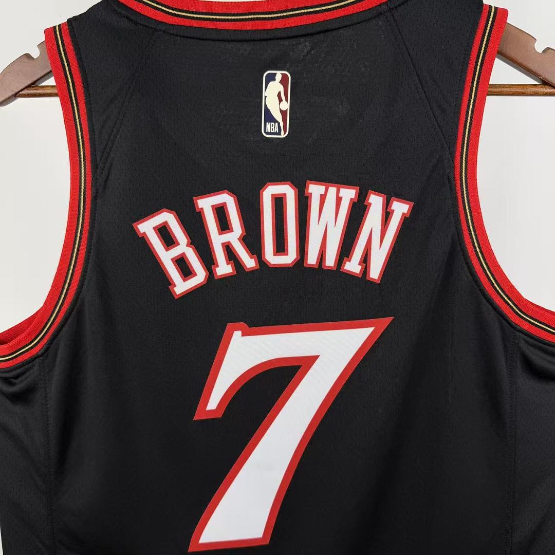 Philadelphia 76ers 25/26 Retrô #7 Jaylen Brown Camisa Preta, foto 5