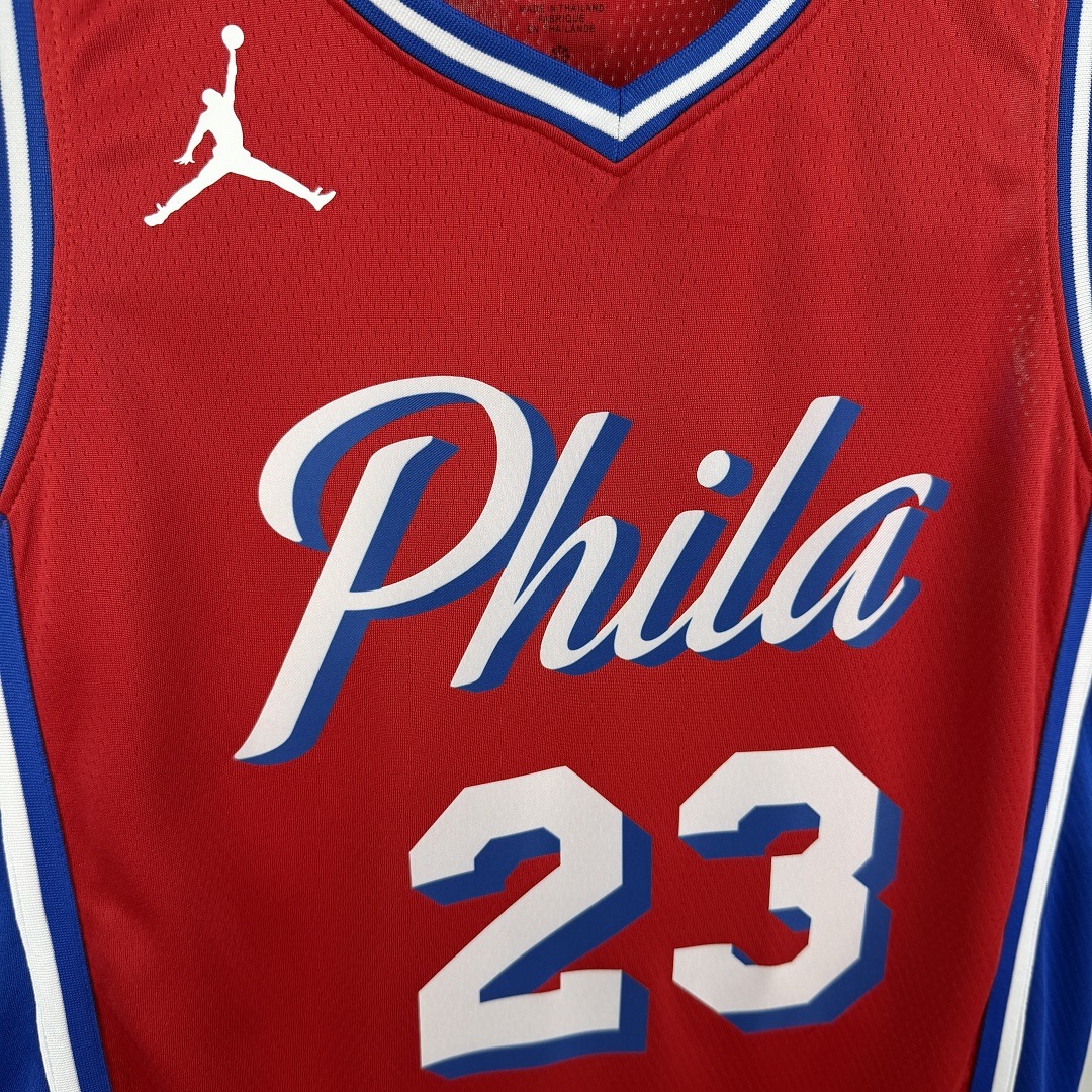 Philadelphia 76ers 22/23 Swingman #23 LeBron James Camisa Vermelha, foto 5