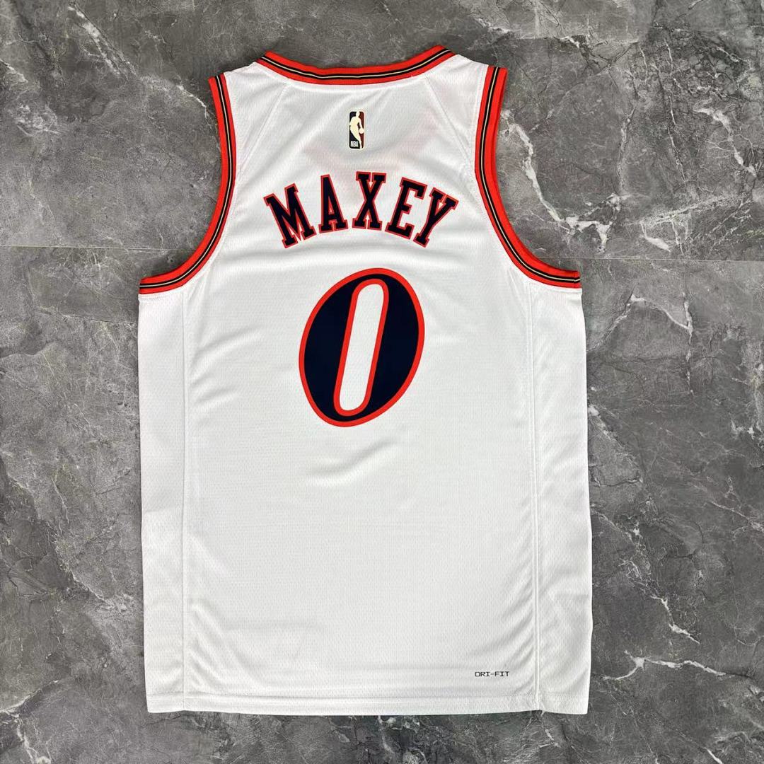 Philadelphia 76ers 25/26 Retrô #0 Tyrese Maxey Camisa Branca, foto 3