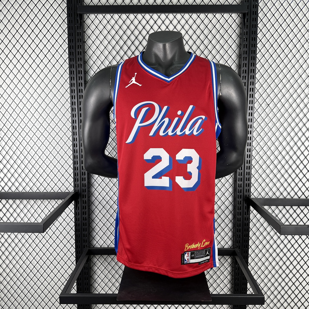 Philadelphia 76ers 22/23 Swingman #23 LeBron James Camisa Vermelha, foto 7