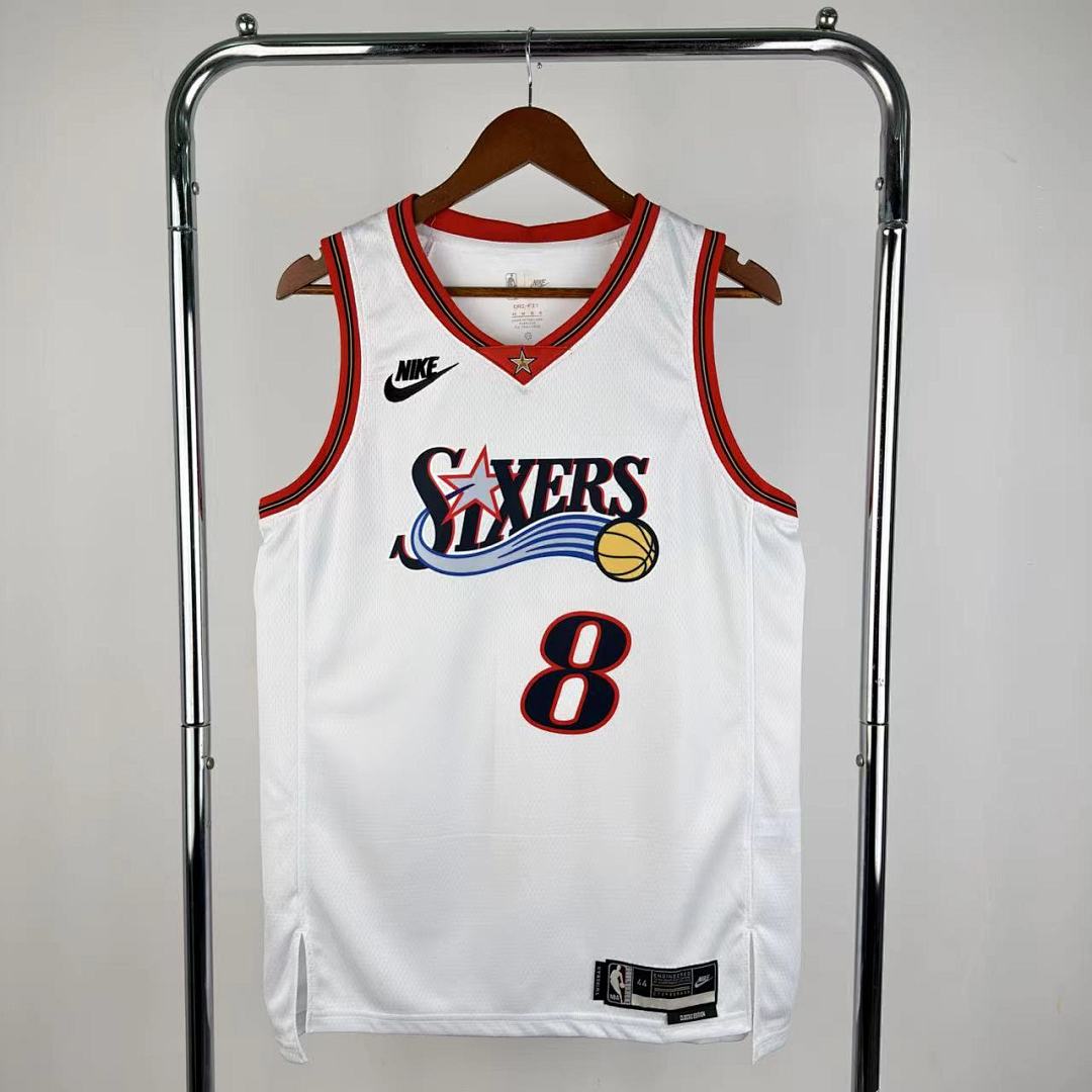 Philadelphia 76ers 25/26 Retrô #8 Paul George Camisa Branca, foto 11