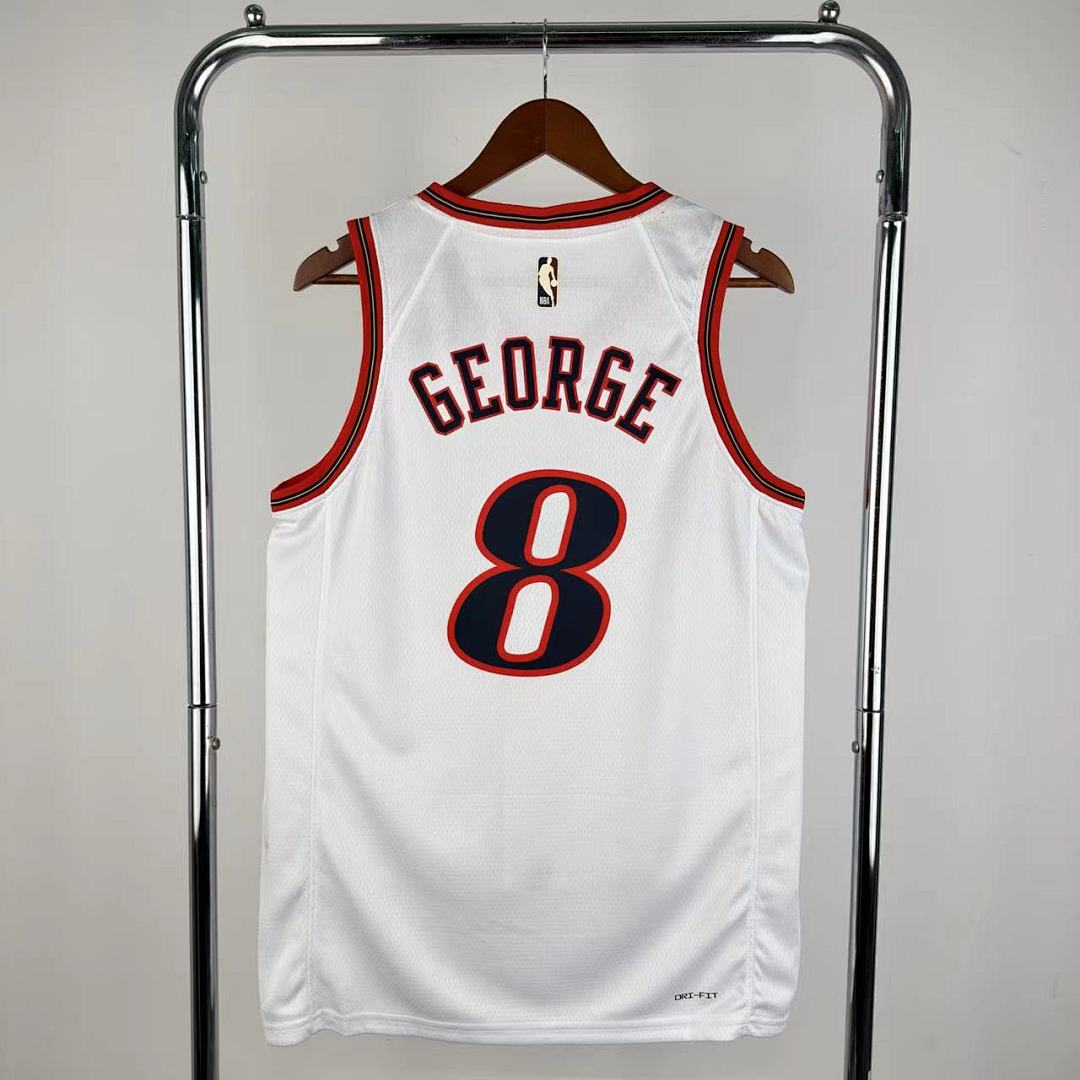 Philadelphia 76ers 25/26 Retrô #8 Paul George Camisa Branca, foto 10