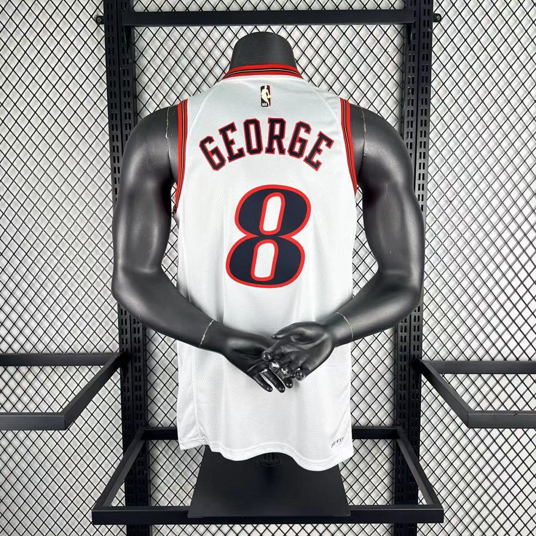 Philadelphia 76ers 25/26 Retrô #8 Paul George Camisa Branca, foto 1