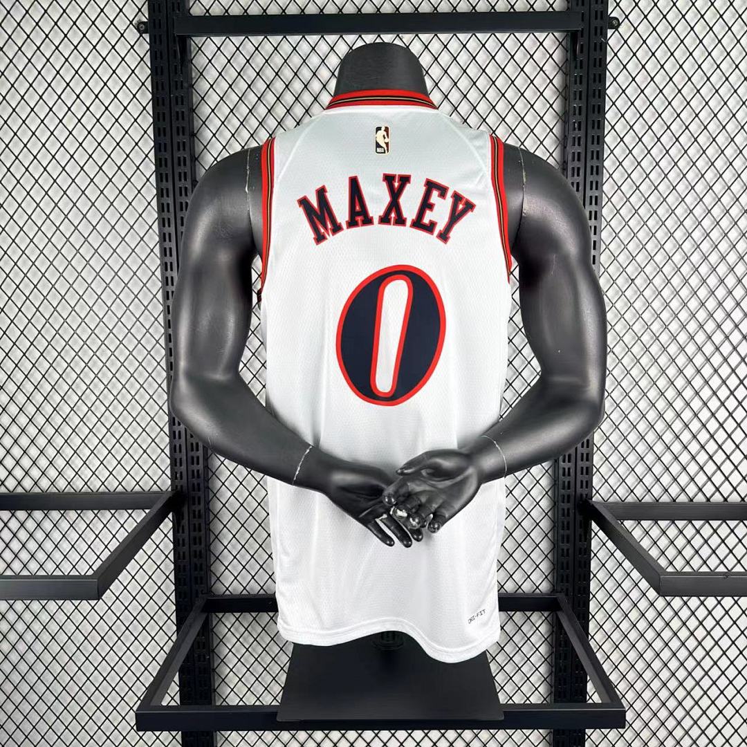 Philadelphia 76ers 25/26 Retrô #0 Tyrese Maxey Camisa Branca, foto 2