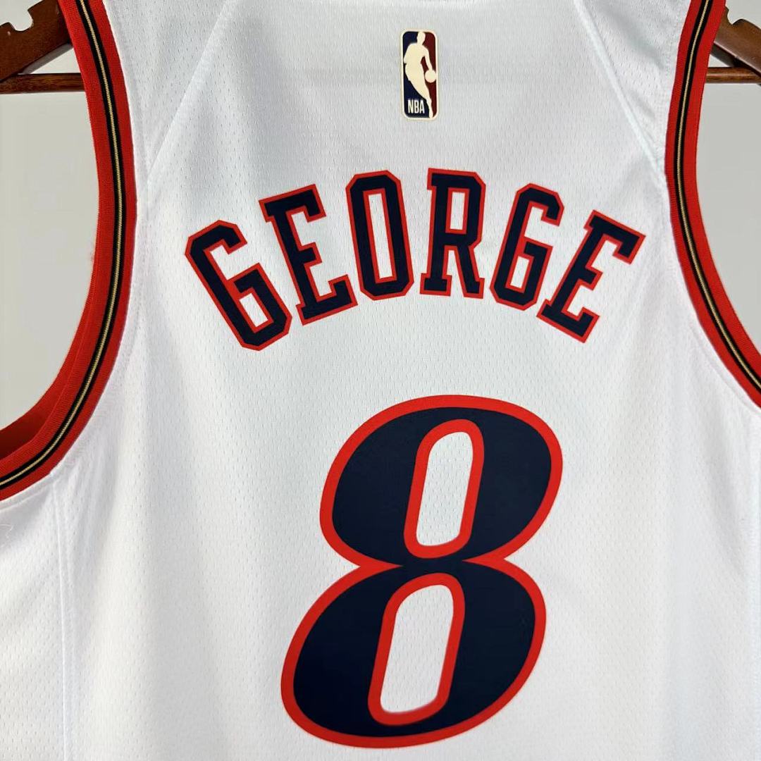 Philadelphia 76ers 25/26 Retrô #8 Paul George Camisa Branca, foto 4