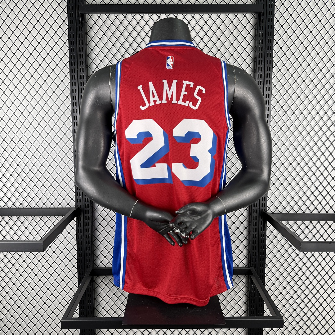 Philadelphia 76ers 22/23 Swingman #23 LeBron James Camisa Vermelha, foto 8
