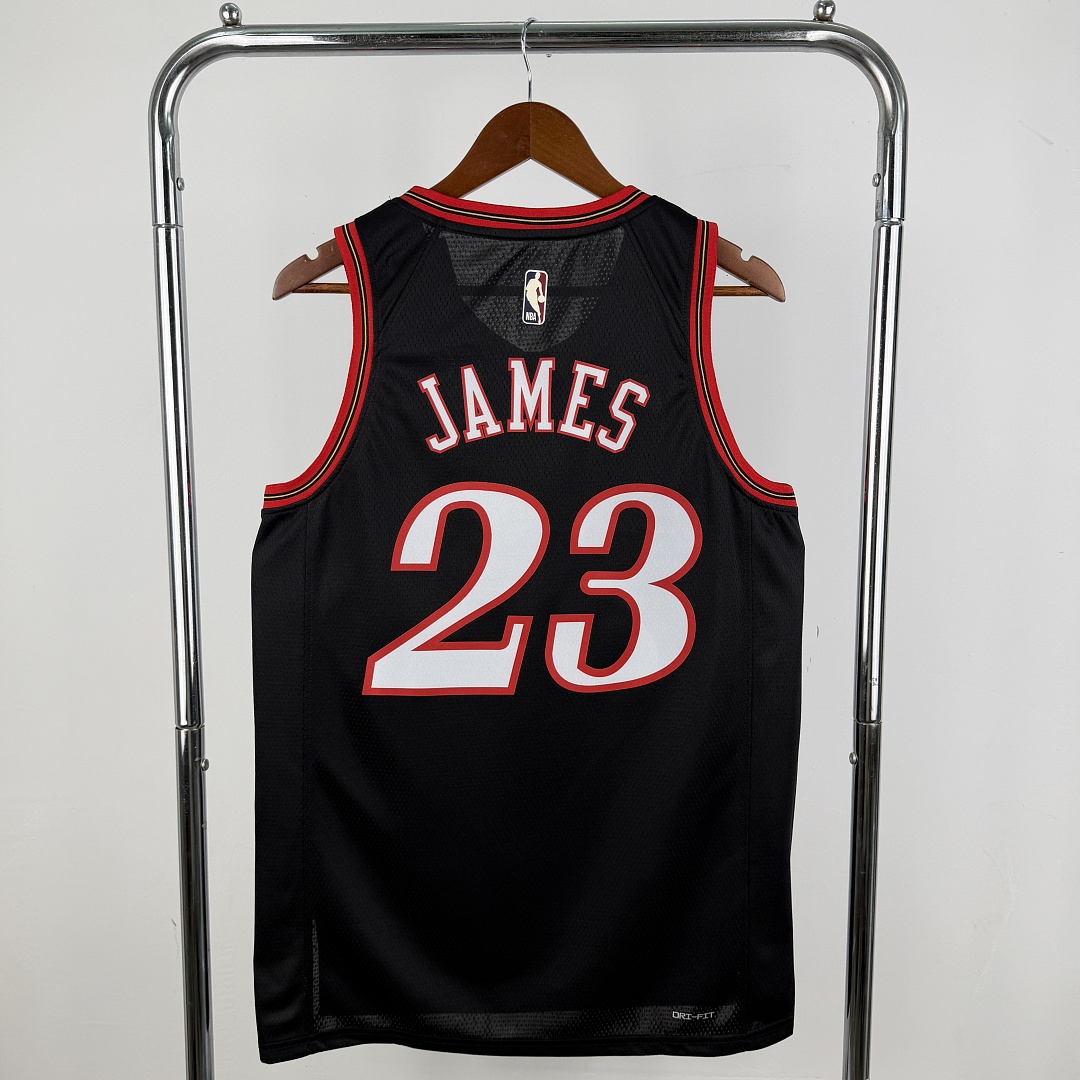 Philadelphia 76ers 25/26 Retrô #23 LeBron James Camisa Preta, foto 9