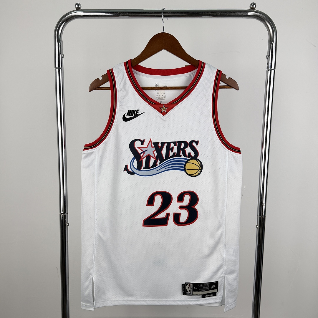 Philadelphia 76ers 25/26 Retrô #23 LeBron James Camisa Branca, foto 6