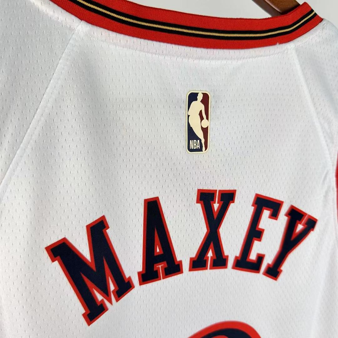 Philadelphia 76ers 25/26 Retrô #0 Tyrese Maxey Camisa Branca, foto 6