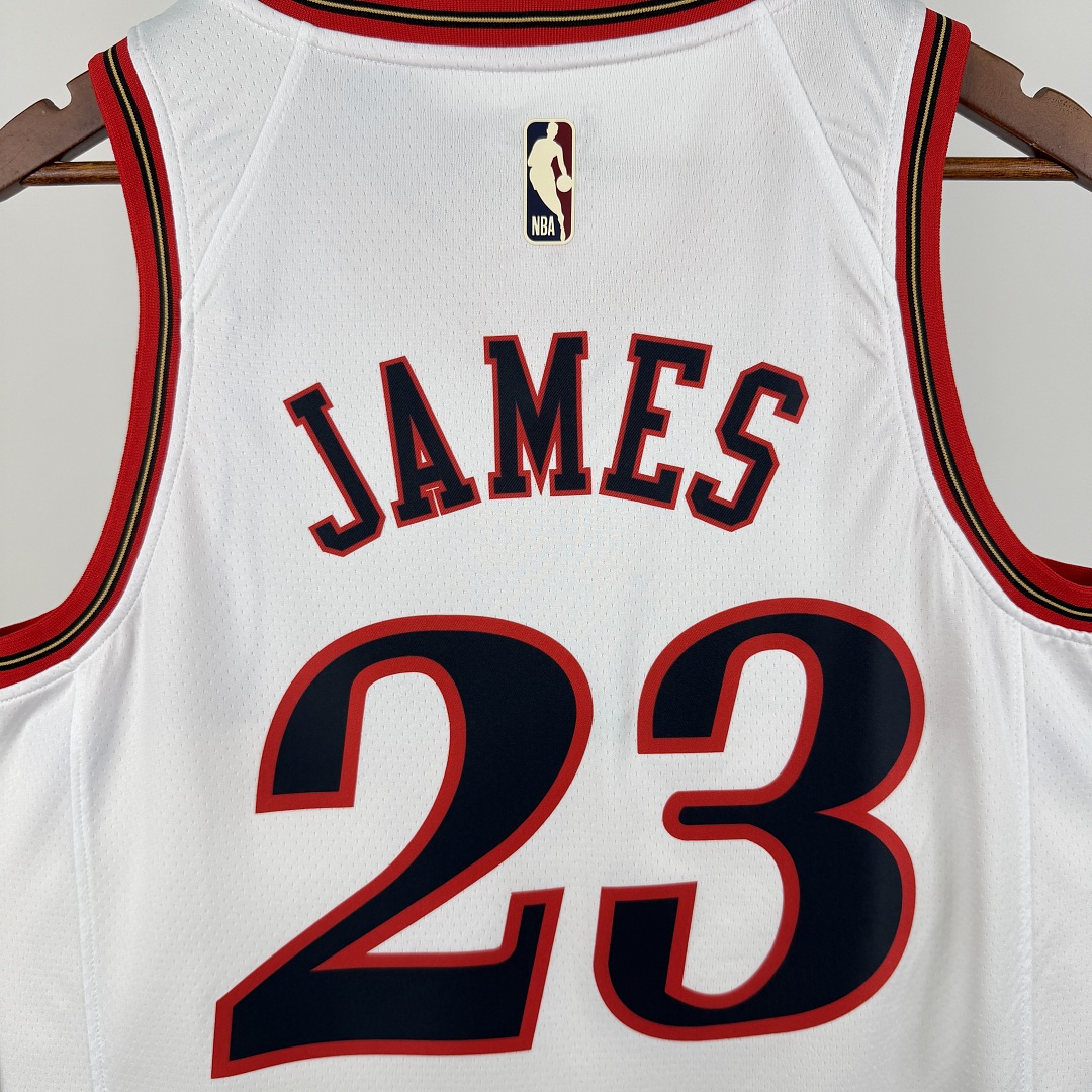 Philadelphia 76ers 25/26 Retrô #23 LeBron James Camisa Branca, foto 1