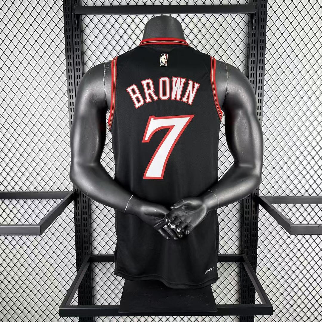 Philadelphia 76ers 25/26 Retrô #7 Jaylen Brown Camisa Preta, foto 2