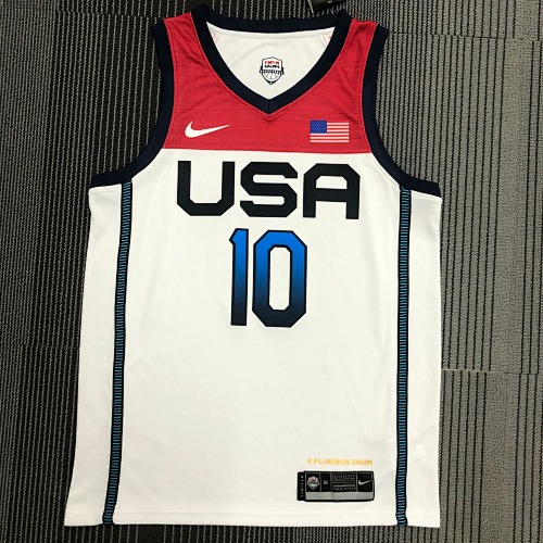 2021年奥运会 USA 美国队 白色 10号 塔图姆