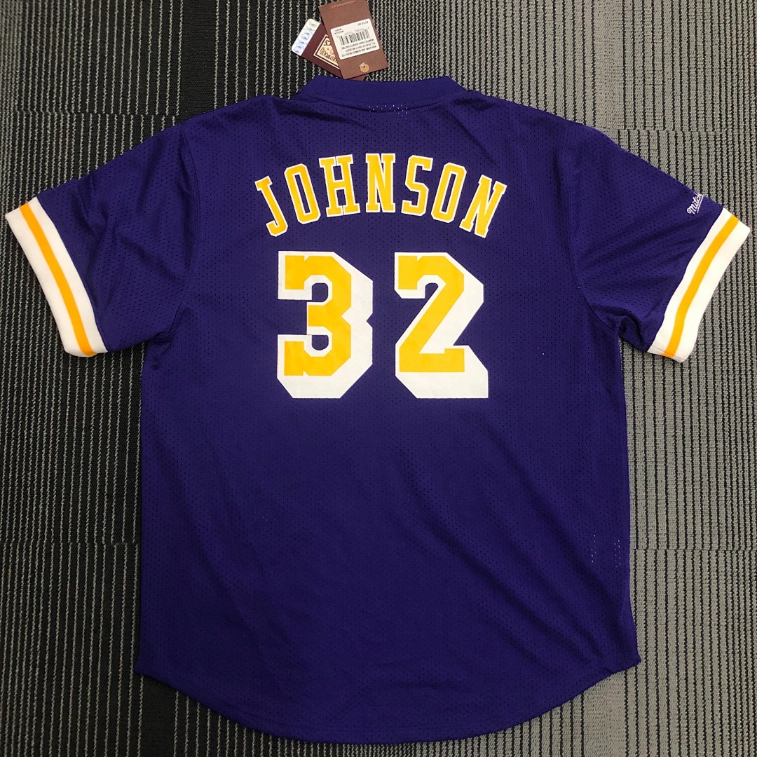 Mitchellness 湖人队 紫色 32号 约翰逊 复古网眼短袖, foto 17