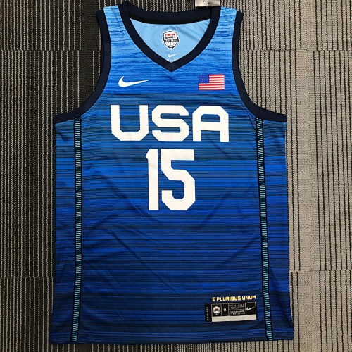 2021年奥运会 USA 美国队 蓝色 15号 布克