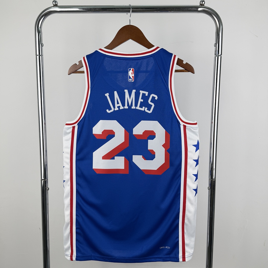 Philadelphia 76ers 22/23 #23 LeBron James Camisa Azul, foto 7