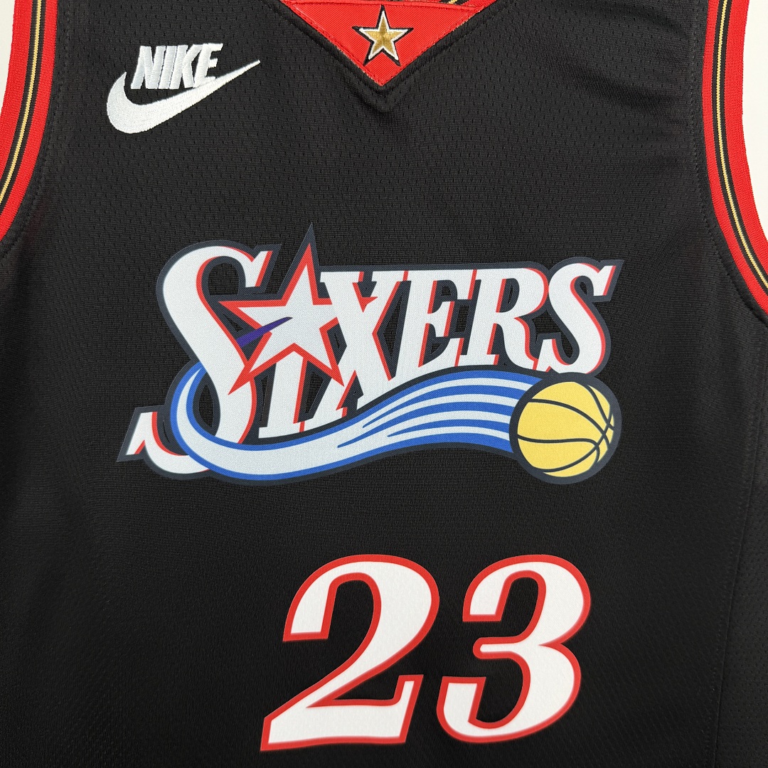 Philadelphia 76ers 25/26 Retrô #23 LeBron James Camisa Preta, foto 5