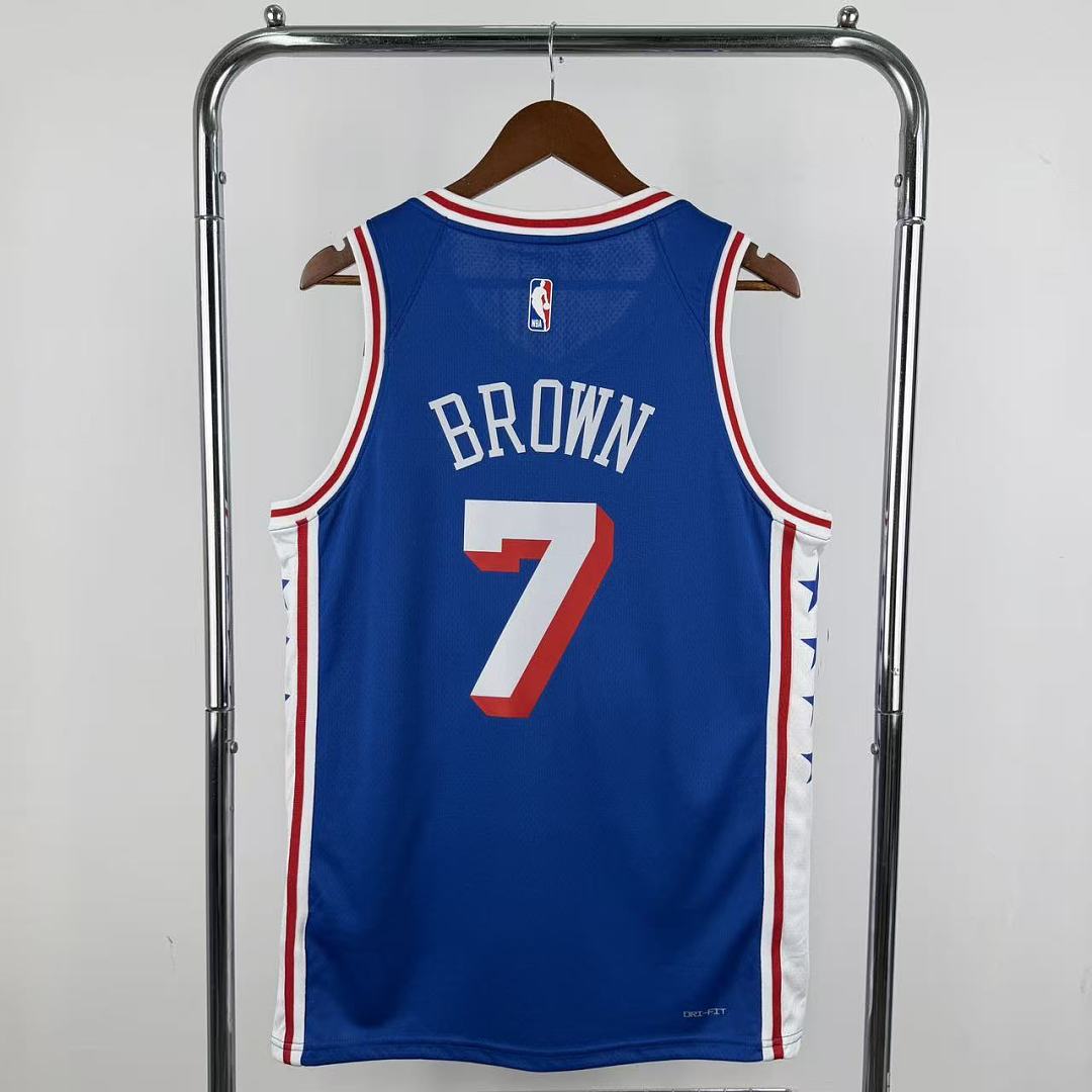 Philadelphia 76ers Visitante #7 Jaylen Brown Camisa Azul, foto 9
