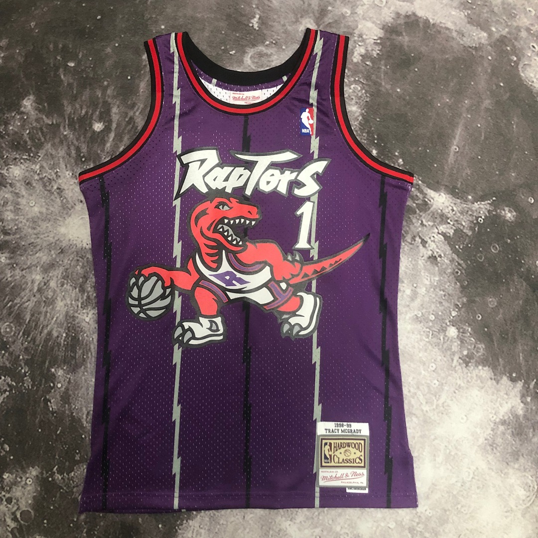 MN热压复古球衣:SW猛龙队 99赛季 紫色 1号 麦迪, foto 18